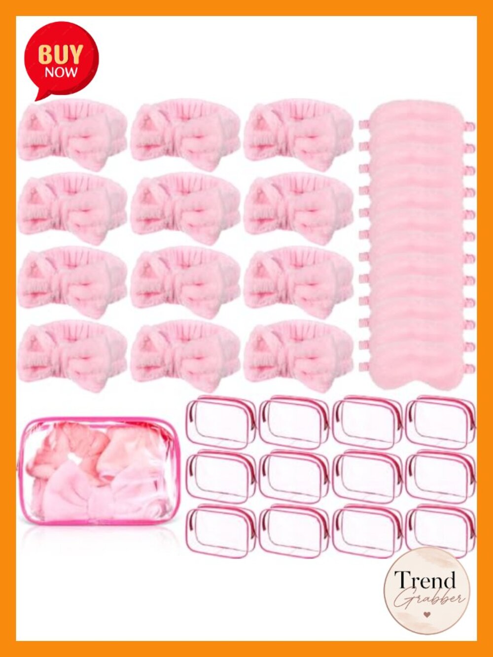 Spa Sleepover Party Favors Set Headbands Eye Masks Cosmetic Bags Coral Velvet